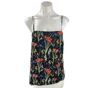 Oasis Women's Black Floral Sleeveless Square Neck Cami Camisole Tank Top Size 6
